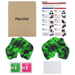 PlayVital - Almohadillas de Goma Suave con Textura Profesional Antideslizantes y Absorbentes del Sudor, Color Negro y Verde Camuflaje, para el Control de PS5 - Product Image 3