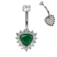 GZN Ensemble de lunette en titane Top CZ avec triangle pierre naturelle Centre Fleur Anneau de nombril Anneau de nombril