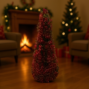 Homeera Artificial Christmas Tree H48cm Pine Shape Decorative Berries Indoor Standing No Light PET Material - Product Image 2