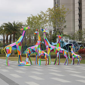 รูปปั้นยีราฟขนาดใหญ่หลายเหลี่ยมสวยงาม X002สวนกลางแจ้งที่มีสีสันสวยงามรูปปั้นสัตว์ขนาดใหญ่ - Product Image 6