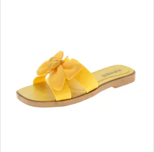 Billige Großhandel Schuhe in China Neuankömmlinge Bad Hausschuhe Luxus Bogen Knoten Flip-Flops Hausschuhe für gelbe Frauen Schuhe