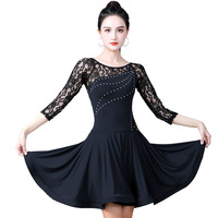 Mode dentelle femme robe de danse latine diamant Performance porter pour dame Sexy Costume haute qualité OEM livraison directe