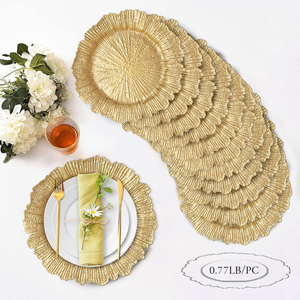 HOT Sell Golden Plastic Charger <strong>Plates</strong> for Wedding Parties ;33cm Gold Large <strong>Plates</strong> - Product Image 3