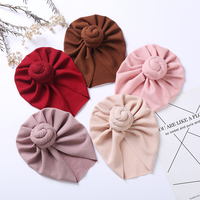 Bonnet tricoté doux pour bébé garçon et fille, en coton côtelé, élastique, uni, épais et chaud, style donut, pour nouveau-né, turban et bandeau