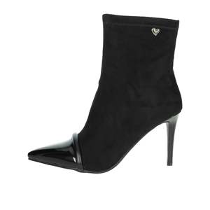 Braccialini Women's Ankle Boots Black Heel 37 Suede Patent Pointed Toe High Heel <b>Bootie</b> - Product Image 1