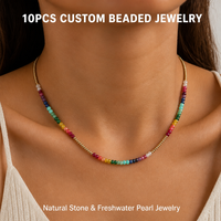 Collier de perles facettées colorées en tourmaline naturelle, ensemble de perles de rocaille, avec breloque lettre plaquée or et perle, bijoux bohèmes