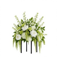 Boule de fleurs artificielle en soie PU/PE, centre de table, décoration de mariage, arrangement floral blanc et vert fait main, diamètre 45 cm