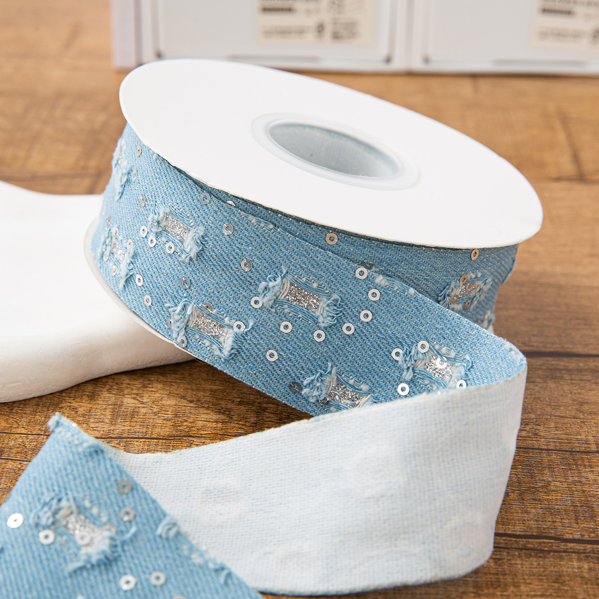 4 cm - sangle en denim bleu clair 1 yard (10 yards/rouleau)