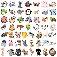 Lot de 50 autocollants en résine mignons animaux, décoratifs pour bagages de voyage, téléphones, ordinateurs portables, dessins animés, cadeaux promotionnels