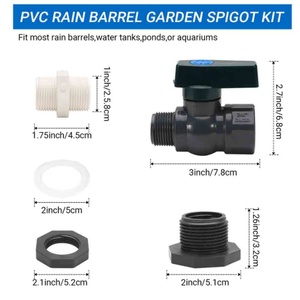Adaptateur de raccordement fileté fin 3/4 pouce vers 1 pouce pour baril de pluie, connecteur de tuyau pour eau de pluie - Product Image 2