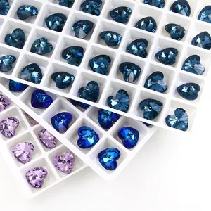 K9 batu mewah kristal bentuk hati dengan manik-manik liontin belakang lubang tunggal untuk membuat perhiasan kalung aksesoris anting-anting