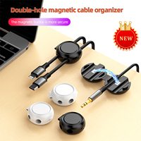 Organisateur de câbles en silicone à double fente magnétique pour la maison, le bureau, la voiture, le mur, le bureau de nuit – Support de câbles