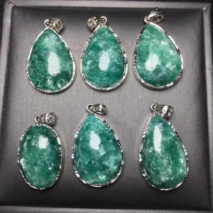 High Quality Natural Quartz Crystal Necklace Pendants Emerald With S925 Sliver Jewelry Pendant