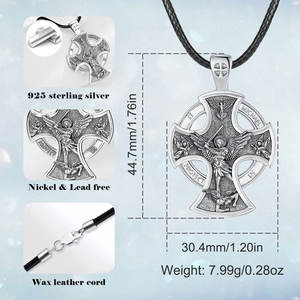 Changda S925 Sterling Silver St Christopher St Benoît Saint Jésus Médaille Archange St Michael <span class=keywords><strong>Collier</strong></span> pour Hommes - Product Image 3