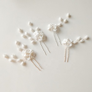 Ensemble d'épingles à <span class=keywords><strong>cheveux</strong></span> en céramique faites à la main pour femmes, accessoires <span class=keywords><strong>de</strong></span> coiffure pour <span class=keywords><strong>mariage</strong></span>, printemps, été - Product Image 2