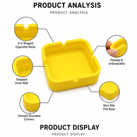 Cendrier carré en silicone personnalisé avec logo, anti-chute, léger, lavable, résistant à la chaleur, antidérapant, pour cigares, café, bureau, OEM, ODM