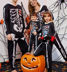 Mono <span class=keywords><strong>con</strong></span> estampado de esqueleto de Halloween para dormir, mono de bambú para adultos, monos para mujer, para chico Pijama de algodón, Mono - Product Image 1