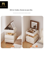Nouveau Miroir LED Tactile Rabattable pour Chambre à Coucher, Coiffeuse de Chevet Mini Multifonctionnelle avec Rangement pour Filles