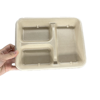 Assiettes jetables biodégradables et compostables en bagasse de canne à sucre, personnalisables, à 3 compartiments, pour le déjeuner et les accompagnements
