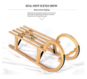 <span class=keywords><strong>Luge</strong></span> <span class=keywords><strong>adulte</strong></span> <span class=keywords><strong>en</strong></span> <span class=keywords><strong>bois</strong></span> massif pliable avec dossier, équipement de ski/tube à neige pour terrain enneigé - Product Image 5