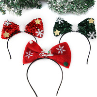 Nouveau design 2027 : Serre-tête de Noël pour enfants, avec paillettes mignonnes et nœud, idéal pour les fêtes de fin d'année