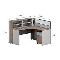 Bureau de travail en forme de L avec cloison, table en bois, mobilier de bureau, cloisons de bureau pour personnel, poste de travail, bureaux d'atelier