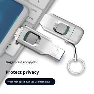 Ổ Đĩa Bộ nhớ giao diện kim loại bền mã hóa chất lượng cao 3.0 USB loại C OTG 2 trong 1 16GB có thể truy cập dấu vân tay mới - Product Image 3
