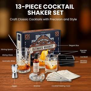 Juego de Coctelería de Cobre de 13 Piezas, Vaso para Whisky, Jigger, Bitters, Tarjetas de Recetas, en Caja, Regalo para el Día del Padre, para Martinis y Manhattans - Product Image 2