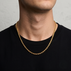 Toptan 18 Ayar Altın Kaplama Paslanmaz Çelik Halat Zincir Kolye Kararma Yapmaz Su Geçirmez Bükümlü Erkek Kadın Takı - Product Image 6