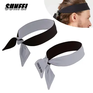 sunfei Customized logo Headbands Tie on Headband Running Athletic Hair Band Elastic Sports Sweat band