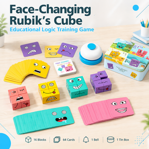 Nouveautés : Jeu de cubes en bois à faces changeantes, jouets éducatifs pour la petite enfance - Product Image 1