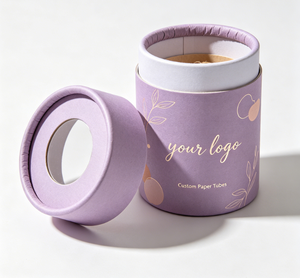 Custom Eco-Friendly Round Paper Tube Box with Gold Foil Printing and Clear <b>Window</b> Lid for Gift Packaging - Product Image 3