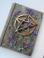 Carnet d'ombres livre de sorcières carnet de croquis Motif pentagramme fleurs sauvages édité avec de grands Pigments fait à la main