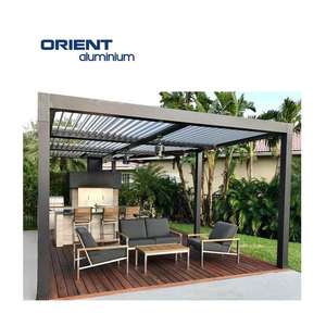 <span class=keywords><strong>Pergola</strong></span> en aluminium Porte coulissante en verre <span class=keywords><strong>Toit</strong></span> extérieur étanche à persiennes Volet en aluminium revêtu de poudre Bois naturel traité sous pression - Product Image 4