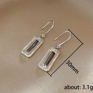 Orecchini Pendenti Vintage in Cristallo Quadrato per Donne, Eleganti Accessori per Uso Quotidiano e Feste - Product Image 5