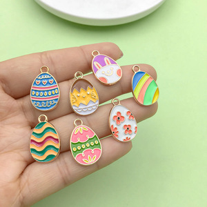 <b>Easter</b> Egg Pendant Alloy DIY Jewelry Accessory Mixed Patterns For Bracelet Necklace Making Fresh <b>Sweet</b> Style - Product Image 2