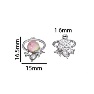Alloy Ring Planet Pendant <b>Opal</b> Star Shape DIY Jewelry Findings For <b>Bracelet</b> Necklace Accessories 15x16.5mm - Product Image 2