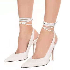 Sandalias de Tacón de Aguja con Tiras Cruzadas y Punta Cubierta de Seda para Mujer, Zapatos Gladiador Cómodos - Product Image 2