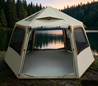 Tente gonflable hexagonale de luxe, directement de l'usine, toutes saisons, résistante au vent, anti-UV, avec fenêtres, tente de camping, logo personnalisé, OEM, ODM