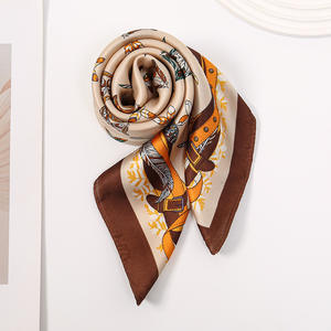 Foulard carré en soie de 70 pouces, style coréen, tendance, à motifs floraux et pois, haut de gamme, polyvalent, pour influenceurs - Product Image 4