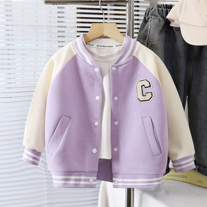 Nouvelle veste de baseball en tissu peigné brodé de qualité supérieure, écologique et décontractée pour garçons et filles, <span class=keywords><strong>manteau</strong></span> printemps et automne - Product Image 3