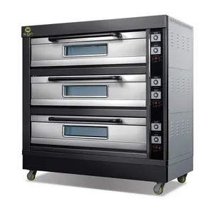 Classical Type Computer Control Commercial Use Gas Oven For Triple Deck 6 Trays Bakery Deck Oven