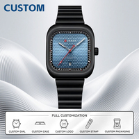 Montre personnalisée MOQ 50 PIÈCES Curren 8460 Business Étanche Lumineuse Date Acier Inoxydable Carrée Quartz Homme Reloj Hombre
