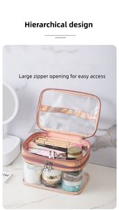 Sac de rangement transparent en PVC écologique pour toilettes, personnalisable avec logo, sac de maquillage durable pour femme, motif lettres, en plastique, pour voyage quotidien, vente en gros - Product Image 5