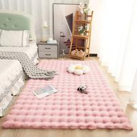 Tapis moderne doux en fausse fourrure de lapin pour sol domestique - Antidérapant, adapté aux animaux de compagnie, résistant au feu, à poils longs en polyester pour salon
