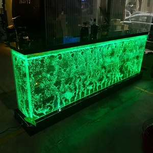 Bancone Bar Moderno per Ristoranti e Locali Notturni con Mobili in Acrilico Luminoso, Fontana Danzante a LED, Mensola e Parete a Bolle d'Acqua - Product Image 5