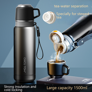 <span class=keywords><strong>Thermos</strong></span> intelligent sportif en acier inoxydable 316 sur mesure de 600 ml à 1500 ml avec filtre à thé pour une conservation au froid et une isolation longue durée - Product Image 1