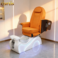 Ensemble de chaise de pédicure et de manucure électrique réglable, tabouret, mobilier de salon de beauté de luxe, lampe LED 7 couleurs, système de jets d'hydrothérapie