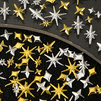 Qianya 3D Alloy Star Nail Tips - Charmes de Noël luxueux et brillants en forme d'étoile pour ongles, décorations d'ongles scintillantes en vrac