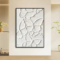 Peinture abstraite 3D d'animaux blancs 100% peinte à la main, décoration intérieure, toile huilée, texture artisanale, technique au couteau, personnalisable